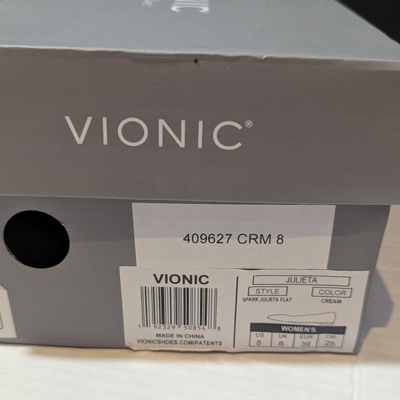 Vionic Julietta Ballet Flats Snake Embossed Cream 8 NEW - Picture 9 of 10
